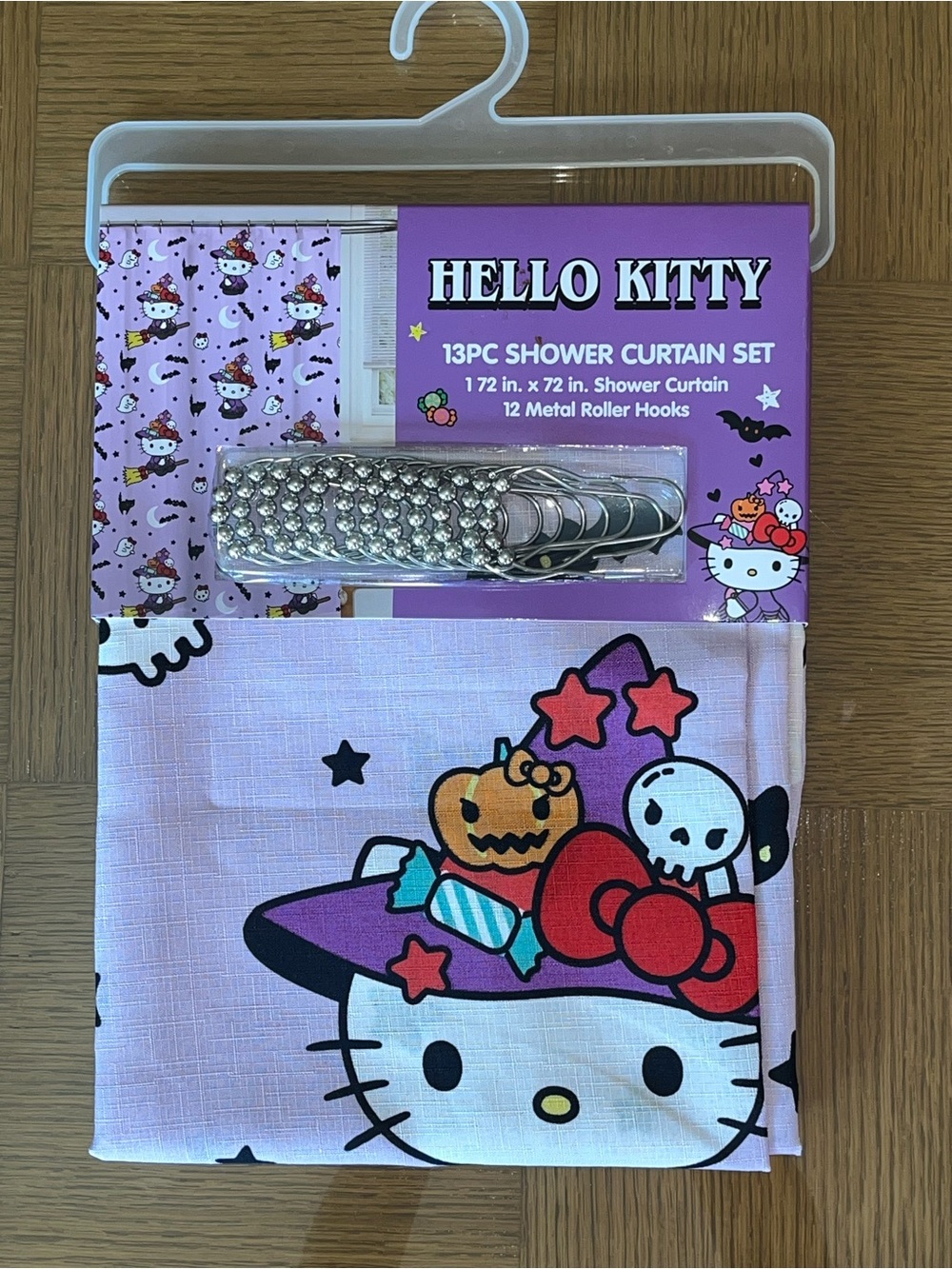 Hello Kitty Pink and Purple Halloween Shower Curtain 13 PC Set NEW NWT